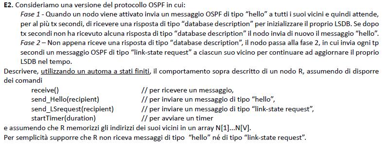 E1. Consideriamo il sistema autonomo AS0 sotto riportato, i cui unici gateway sono B ed E, e i cui nodi utilizzano come preferenza locale per BGP la distanza minima calcolata da distance vector con