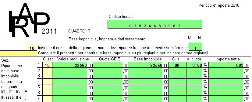 della Dichiarazione Irap, la stessa marcatura sarà riportata dall anno precedente e le informazioni del Frontespizio Irap convertite direttamente.