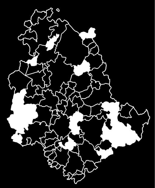 COMUNI INTERESSATI Dal 2014 al 2016 c è stato un aumento dei Comuni Umbri da cui sono arrivati i campioni, evidenziati in bianco; in nero e gradazione di grigio quelli da cui non è