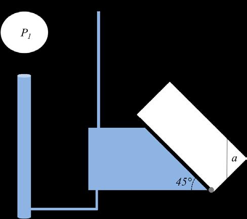 Esercizio 9. Si determini il momento agente, per unità di larghezza, sul setto inclinato in figura, nella camera con caratteristiche geometriche a=2m, b=4m, e =20cm.