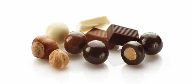 Praline mix consisting of toasted PGI Piedmont hazelnuts, toasted almonds, raisins, coffee beans and orange zest cubes covered with extra-dark