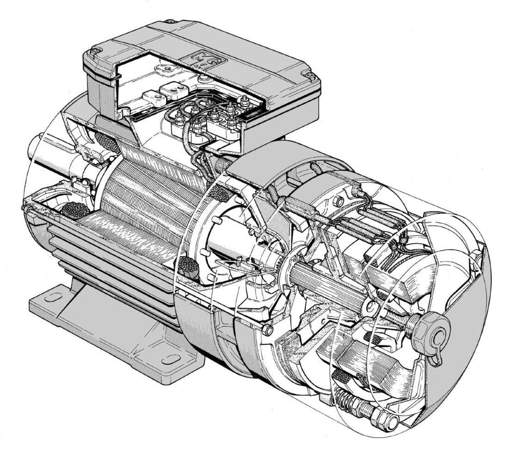 caratteristiche generali serie BA La serie BA è costituita da motori asincroni trifase autofrenanti. Il motore è frenato in assenza di alimentazione.