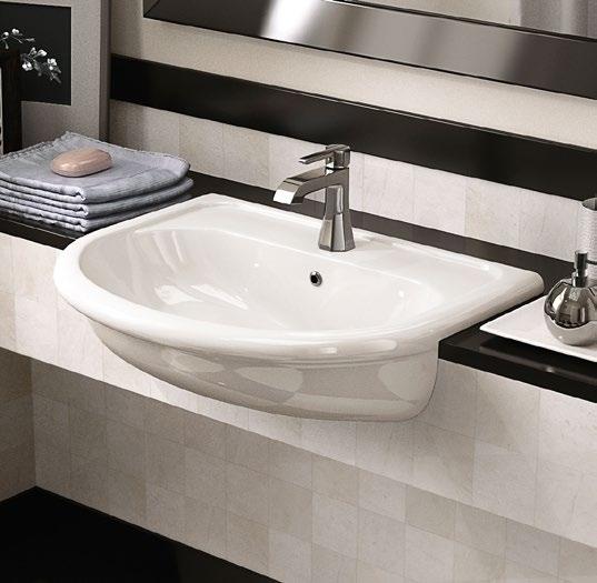 3019 Lavabo cm 65 semincasso con troppopieno predisposto tre fori rubinetto Rubinetti lavabo linea EVERGREEN Sifone cromo (SIFL/CR) - Sifone telescopico cromo (SIFL066) Piletta Stop & Go (PLSG)