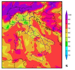 Pressione Precipitazione cumulata e vento UmiditÃ relativa Situazione: