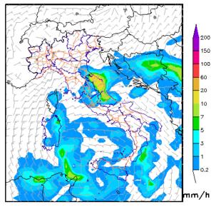 Pressione Precipitazione cumulata e vento UmiditÃ relativa Situazione: