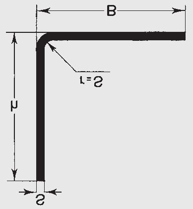 angolari a freddo SPESSORE IN mm DIMENSIONI 1,5 2 2,5 3 4 5 6 Bxh PESO kg/ml 20 x 20 0,43 0,56 25 x 25 0,55 0,72 1,03 30 x 30 0,67