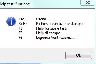 Per la verifica delle Ventilazioni DM10 libere digitare il tasto funzione "F8-Legenda