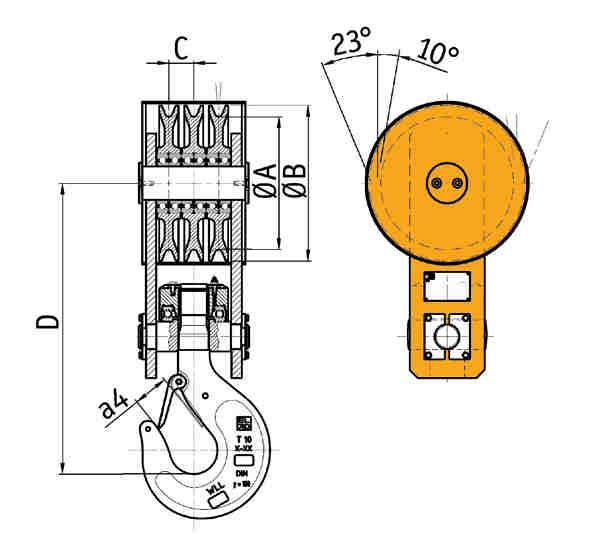 Wire rope fiings OZZELLI PER GRU PONTE 3 PULEGGE 3 SHEVES OVERHE RNELOKS bozzello serie pesane ipo 1HE a 3 pulegge 1HE ype hree sheaves overhead craneblock arer in lamiera grande spessore Seel shee