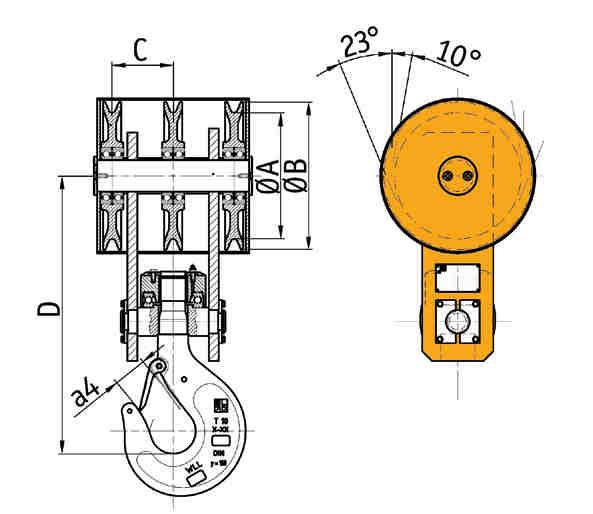 Wire rope fiings OZZELLI PER GRU PONTE 3 PULEGGE 3 SHEVES OVERHE RNELOKS bozzello serie pesane ipo 1HF a 3 pulegge 1HF ype hree sheaves overhead craneblock arer in lamiera grande spessore Seel shee