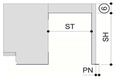 .. Distanza Piano di battuta esterno deve essere indicata solo (porta a sollevamento / scorrevole) per il profilo di base HST Standard: Il piano di battuta esterno è uguale alla distanza del piano di