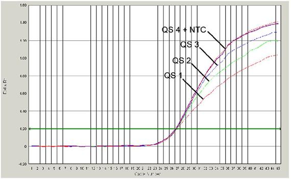 24: Rilevazione del Controllo interno (IC) mediante la rilevazione di un segnale di fluorescenza VIC (ABI PRISM 7000 SDS)