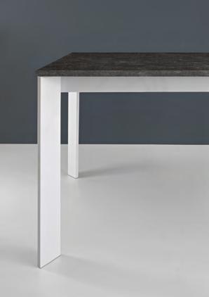 In questa pagina: tavolo Zen Plus abbinato alla sedia Elena 4. Struttura in metallo verniciato epossidico nella finitura bianco lucido 04; piano in vetro temperato extrawhite 66.