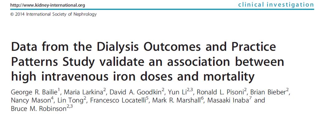 Hazard ratio (95% CI) Associations between IV iron dose and clinical outcomes in 32,435 HD patients in 12 countries from 2002 to 2011 in the DOPPS
