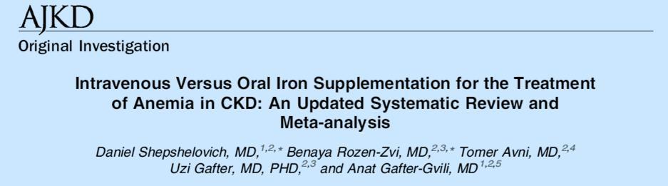 24 trials were identified: -13 including 2,369 patients with CKD stages 3 to 5-11 including 818 patients with CKD stage 5D.