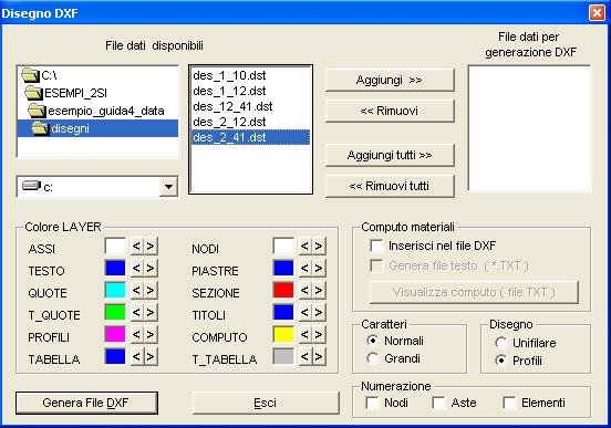 Nodi Permette di inserire nel disegno la numerazione nodale; Aste Permette di inserire nel disegno la numerazione degli elementi compresi tra due nodi; Elementi Permette di inserire nel disegno la