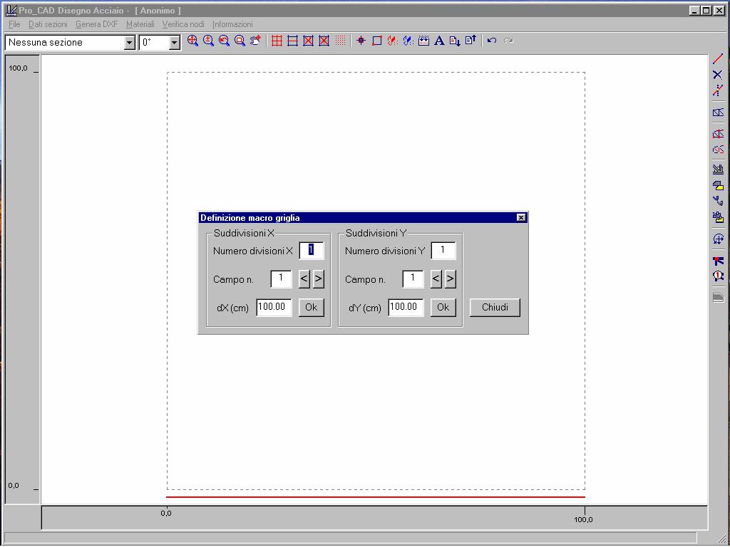 PRO_CAD Disegno acciaio Per eseguire il programma è necessario fare click sull icona Disegno Travi del collegamento sul desktop, oppure mediante i seguenti comandi: Start Programmi PRO_SAP