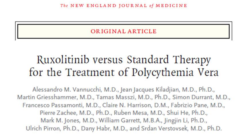 Perchè ruxolitinib in pazienti resistenti o refrattari a terapia standard Eventi Ruxolitinib Terapia standard differenza Controllo ematocrito 60% 19.