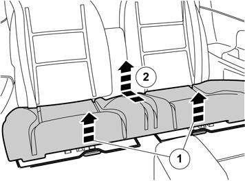 IMG-254261 19 Staccare il cuscino del sedile posteriore iniziando dal bordo posteriore, dove è fissato con un supporto, quindi passando al bordo