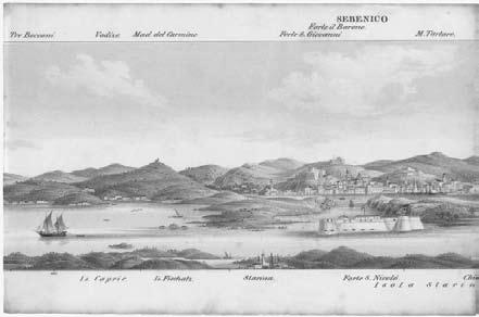 Rieger, Veduta Šibenika, oko 1850. Sredinom stoljeća počele su se pojavljivati knjige s temeljitijim opisima. Prvi autori sa znanstvenim pristupom bili su Nijemac Stieglitz 1845.