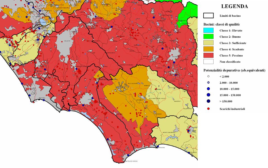 10 4.5 - Relazione sullo stato dell Ambiente nella Pianura Pontina 11 Tab.1 Livello di inquinamento espresso dai macrodescrittori. Fonte: Relazione sulla qualità delle acque della pianura Pontina.