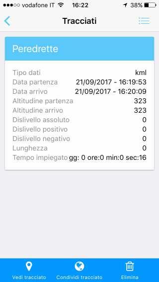 tracciato sulla cartografia della APP Condividere il