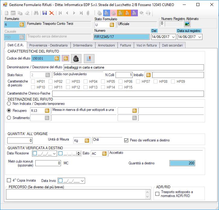 Data sul registro : Prometeo crea automaticamente l operazione di carico/scarico sul tuo registro in questa data.