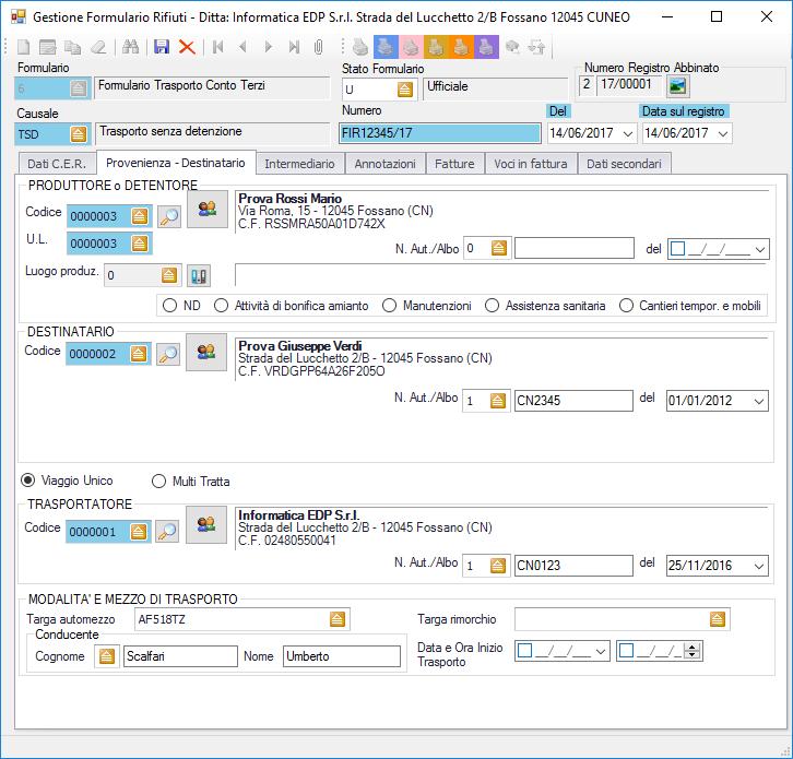 EMISSIONE DI UN FORMULARIO (SECONDA PARTE) Manuale Trasportatori CT - Versione 17.