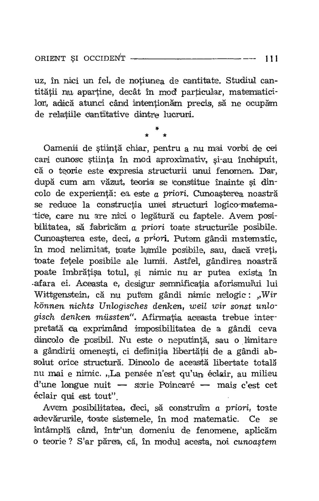 ORIENT si OCCIDENT 111 uz, in nici un fel, de notiunea de cantitate.