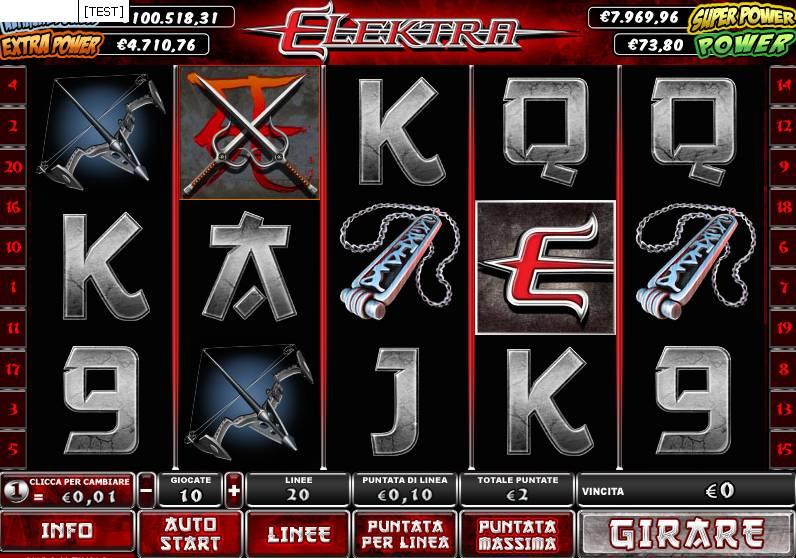 REGOLAMENTO ELEKTRA Slot machine a 5 rulli e 20 linee Lo scopo del gioco Elektra è ottenere una combinazione vincente di simboli dopo la rotazione dei rulli.