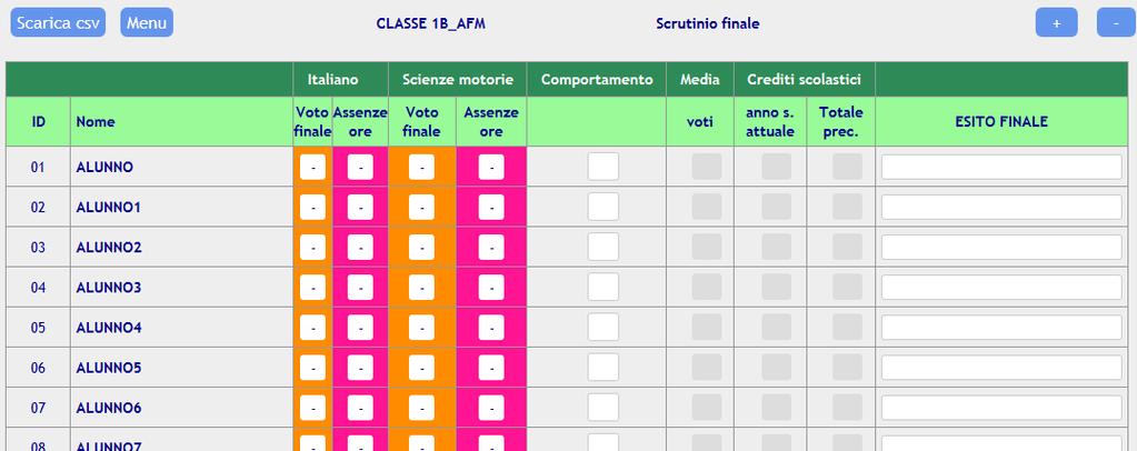 leggibile da excel / openoffice calc scrutini I II III: Scrutinio