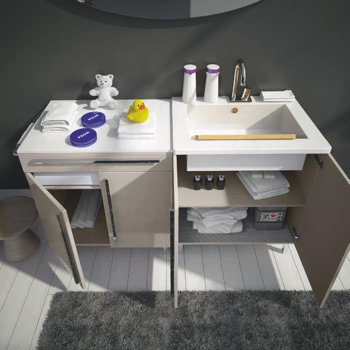 Comp. New Nemi N 27 Polvere Lucido Base lavabo c/piedini 2 ante L. 61 H. 80 P. 50 Lavabo Mineral marmo NEMI L.