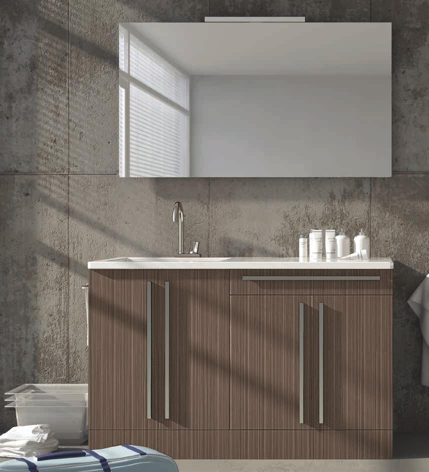 Comp. New Nemi N 35 Laminato Castoro Base lavabo a terra 2 ante L. 61 H. 85 P. 60 Base Fasciatoio 2 ante 1 cassetto + vano L. 70 H. 85 P. 60 Lavabo Mineral marmo NEMI L 132 SX Specchio Gaeta L.