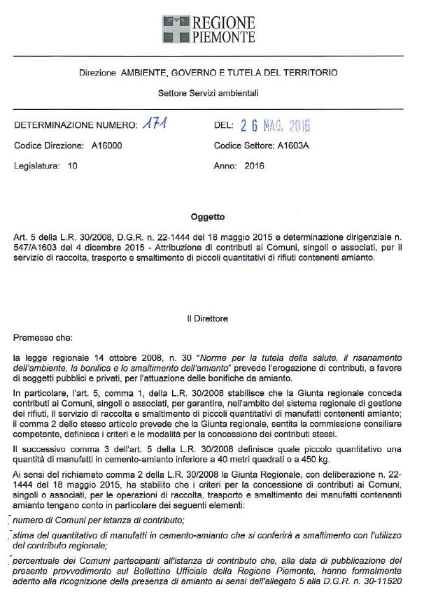 ALLEGATO 3 - Provvedimenti della Regione Piemonte relativi al