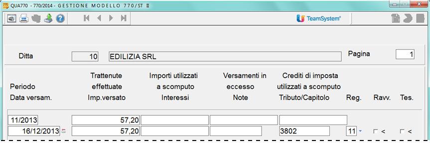 Istruzioni operative 770/2014 81/105 Versamento addizionale regionale da cessazione (rateizzazione