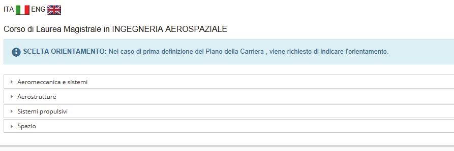 Per tutti gli altri La prima schermata chiede allo studente di procedere con l iscrizione ad un anno successivo al primo Proseguendo si accede alla definizione del proprio piano carriera.