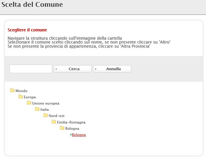 Figura 5: Selezione del Comune La funzione Salva consente di effettuare il