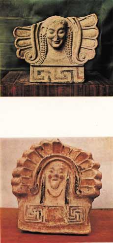 1. Antefissa fittile del Museo Campano di Capua. 2.