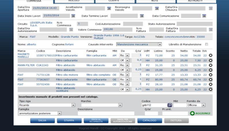 COMMESSE >> COMPILAZIONE >> MANUALE [ ] una volta selezionato «Tipo riga» appare sul campo codice una «lente» inserendo il codice e