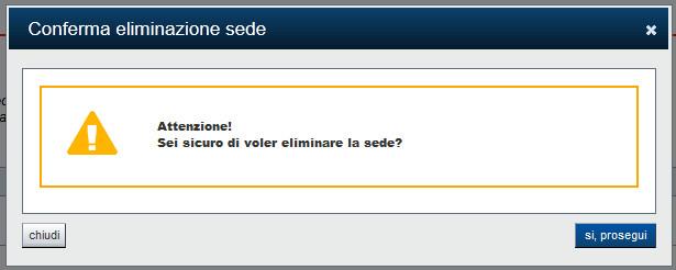 3. Elenco sedi inserite Il sistema visualizzerà le sedi inserite nel riquadro Elenco sedi inserite per la domanda, da cui sarà possibile: visualizzare il dettaglio di una sede, tramite pressione dell