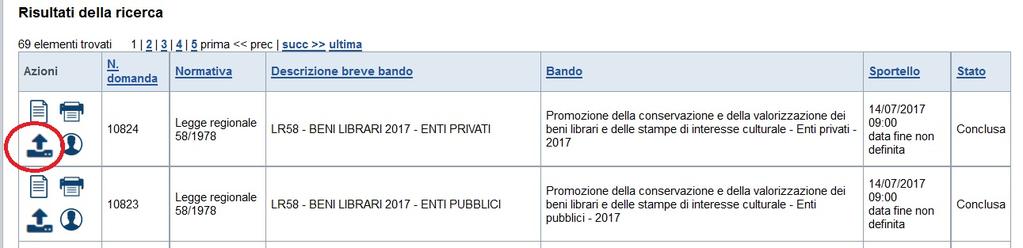 7.4. Upload e invio della domanda La domanda in stato Conclusa non è più modificabile nei suoi contenuti.