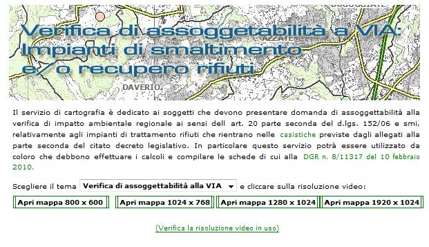 3- Utilizzo del servizio Web-GIS Ottobre 2011 Nella pagina iniziale del servizio di cartografia (Figura 4), l utente deciderà a quale risoluzione visualizzare il Viewer di mappa ed una volta cliccato