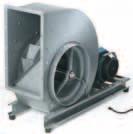Ventilatore centrifugo a semplice aspirazione a trasmissione GT3 Due esecuzioni: standard e per estrazione di aria o fumi a 0 C per due ore Diametri da 250 a 1.