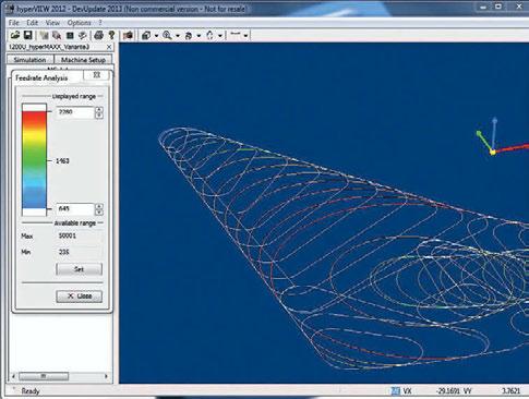 Postprocessor e simulazione Con hyperview l analisi migliora Con hypermill 2012 è possibile rappresentare in modo chiaro e analizzare in modo semplice le velocità di avanzamento