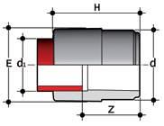 RIF Riduzione: estremità maschio (d), estremità femmina ridotta per saldatura di tasca (d 1 ) d X d 1 PN H E Z g Codice 20x16 16 35 20 22 11 RIF020016 25x20 16 40 26 26 15 RIF025020 32x25 16 46 32 30