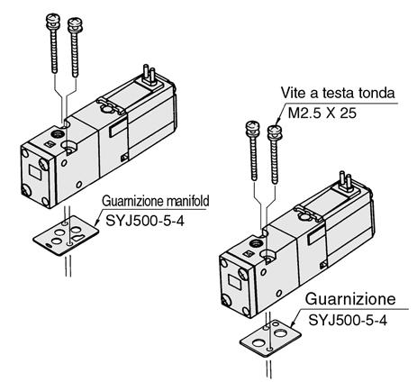 2 Per ordinare valvole e piastre di otturazione montate sul manifold, elencare valvole e piastre con la base manifold (sempio) VV3Z3031 1 pz.