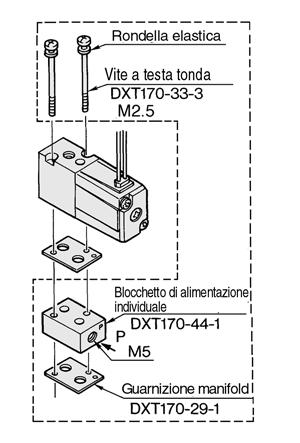 Serie VZ0 Manifold Caratteristiche del manifold Modello VV3Z1 1 VVZ1 1 Manifold Base singola/montaggio B P(SUP)/R(XH) Alimentazione comune/scarico comune