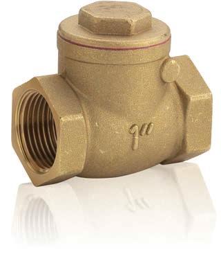 H00 VALVOLE DI RITEGNO A CLAPET IN OTTONE BRASS SWING CHECK VALVES Corpo valvola e parti metalliche: ottone Tenuta: NBR Attacchi filettati: gas femmina UNI ISO 8/ Pressione nominale di esercizio: bar