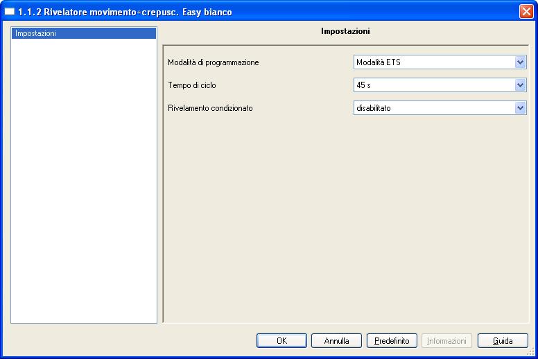 3 Menù Impostazioni Nel menù Impostazioni sono presenti tutti i parametri di configurazione del dispositivo come mostrato in fig. 3.1.