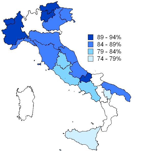 In provincia di Modena la percentuale di lavoratori che ritengono sia sempre o quasi sempre rispettato il divieto di fumo sul luogo di lavoro è in linea con il dato regionale (85) e con quello delle