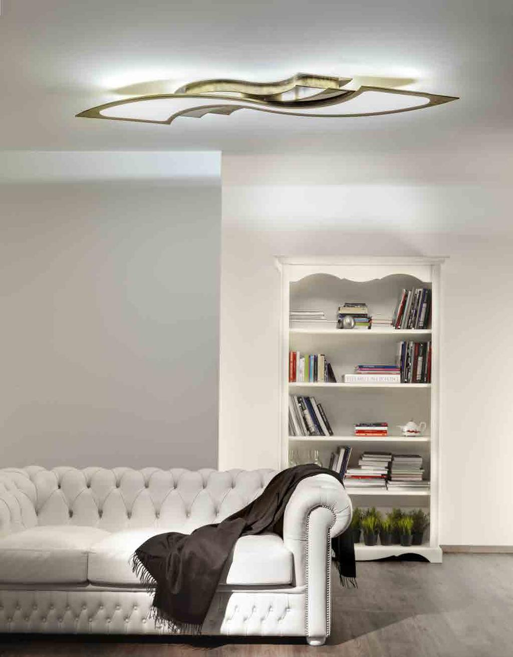 TAMARA Lampada a LED da soffitto a diffusione. Corpo in alluminio personalizzabile con inox in diverse finiture o verniciato in vari colori secondo palette RAL. Effetto visivo a più livelli.